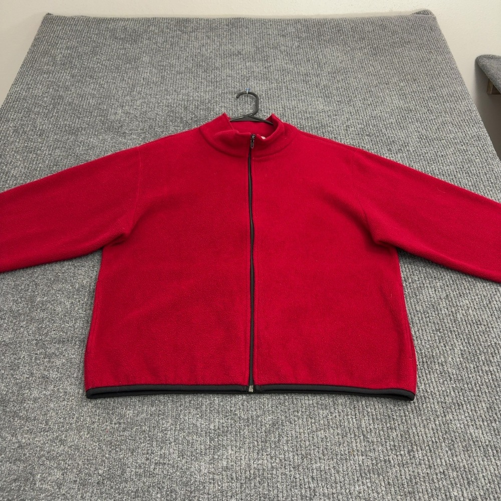 Vintage LL Bean Freeport Maine Fleece Jacket Mens M Red Polyester Mock Neck Gorp